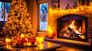 Thumbnail for Beautiful Christmas Ambience 🎅🎄 Relaxing Christmas Music Fireplace 🔥 Christmas Fireplace Background | Cozy Cottage
